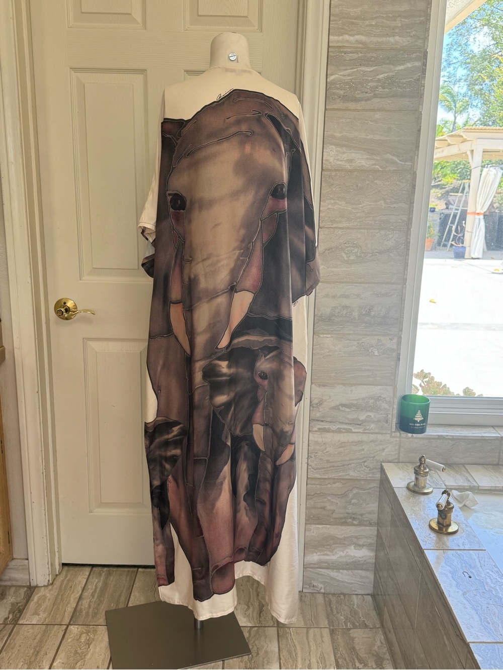 Silk Elephant Maxi Kaftan Dress by Ramona Larue